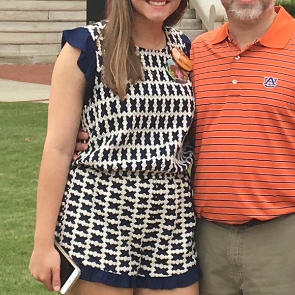 glam Pants - GLAM White & Navy Romper